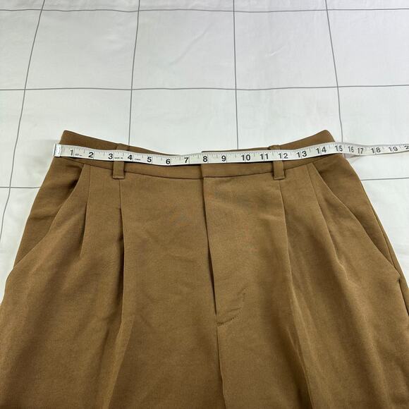 Madewell Pants Womens 8 Tall Brown Tan Pleated Tapered Leg Crepe High Rise Work - Picture 7 of 12